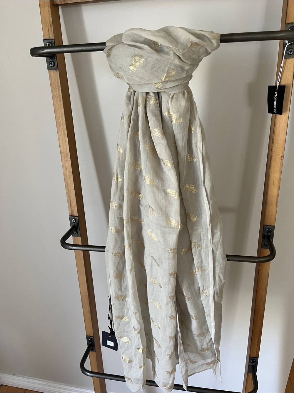 Sage Scarf with Gold Foil Detail